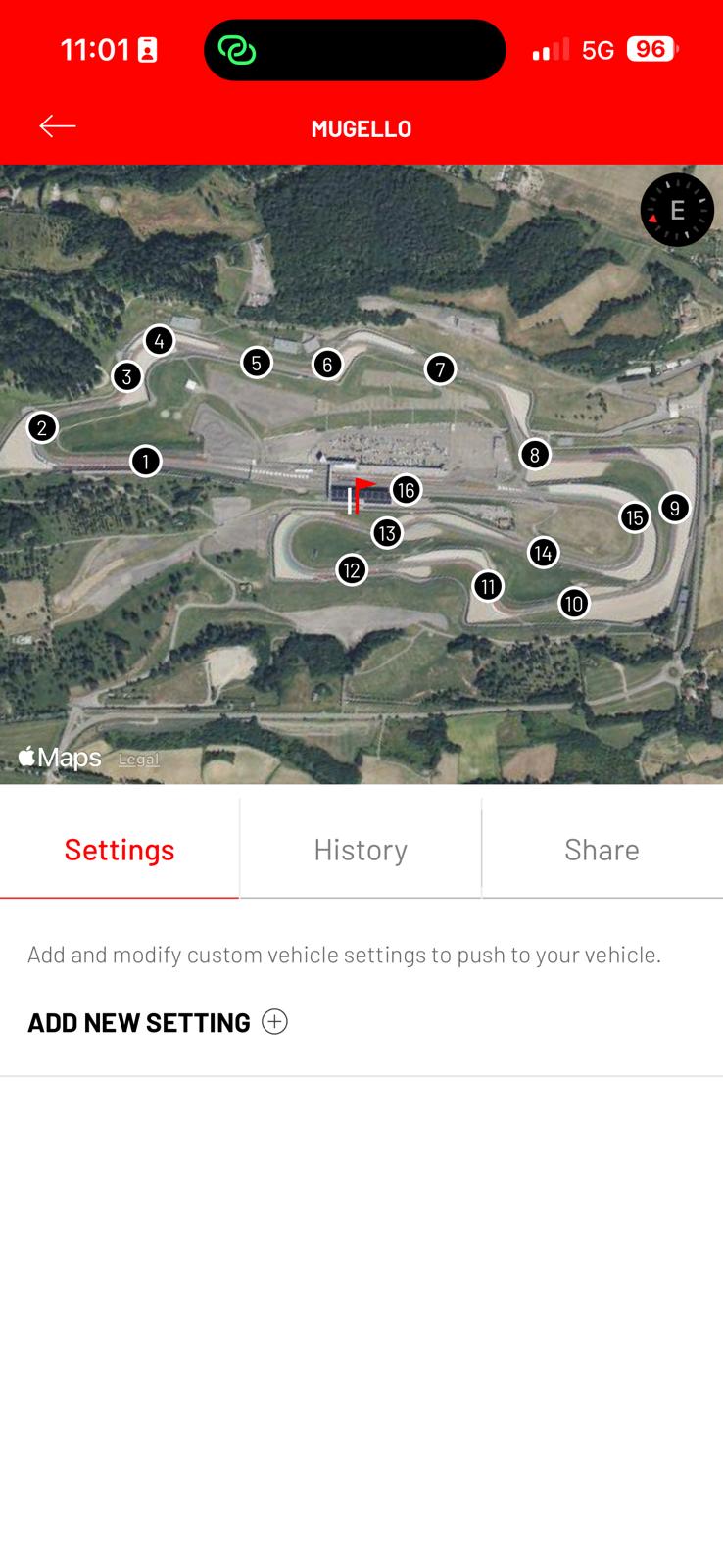 Screenshot of adding a new setting