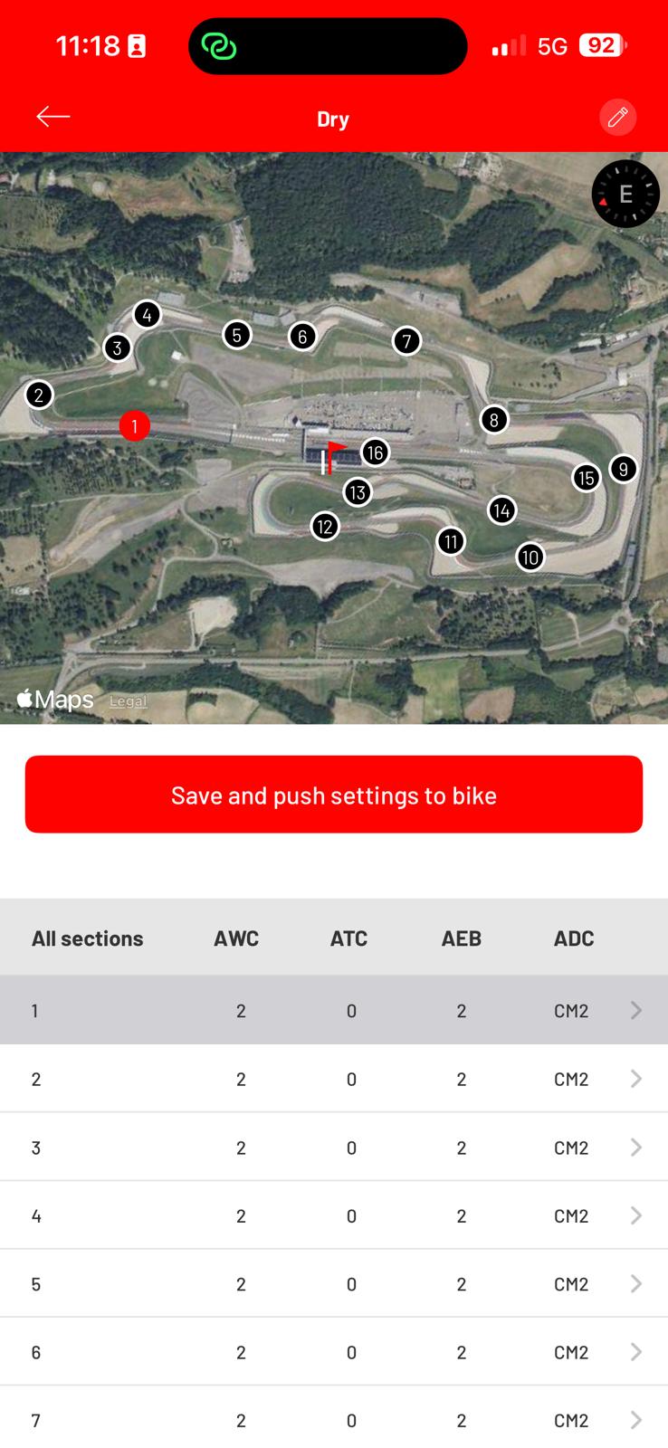 Settings summary screenshot