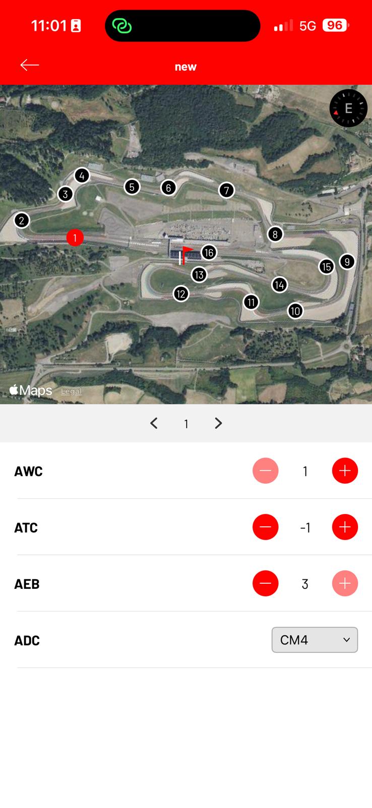 Screenshot of parameter adjustment per sector