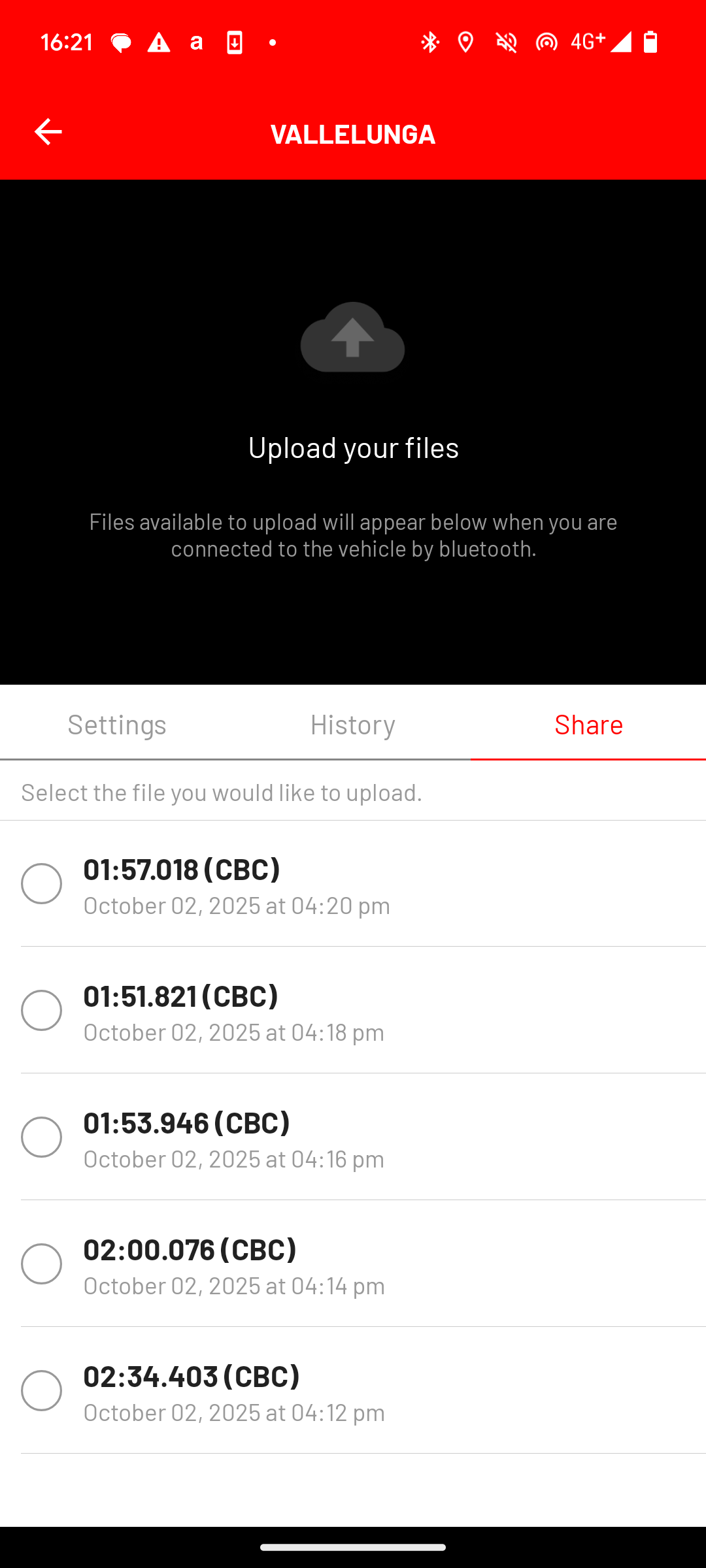 Selecting file to share